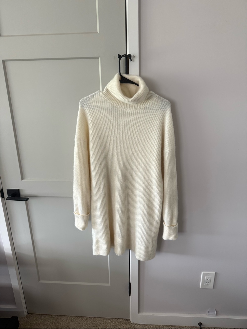 & Other Stories Ivory Ribbed Turtleneck Dress